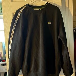 Lacoste Men's Black Crewneck Sweater with Logo Detail